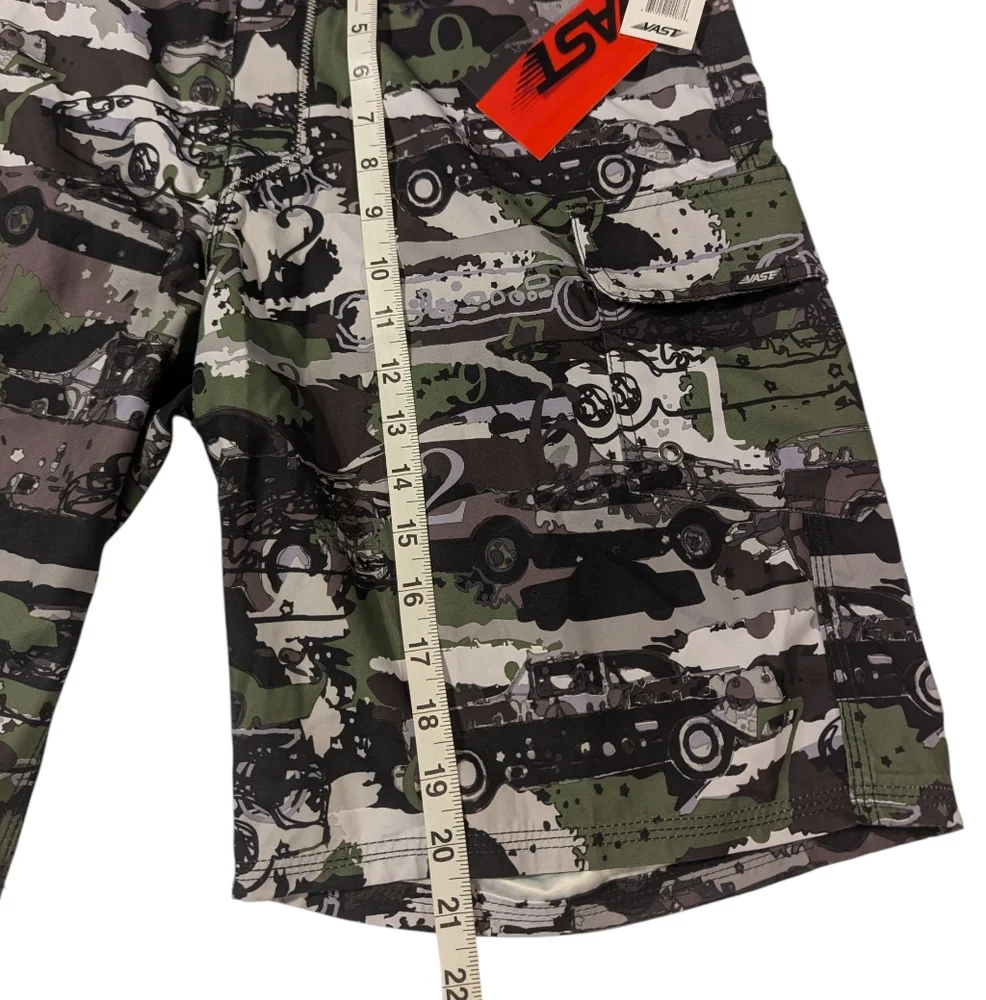 Vast Car Print Camo Board Shorts Size 33